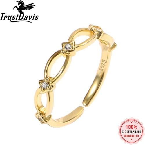 PrinSis Real 925 Sterling Silver Ring Sweet Linked Infinite Shiny CZ Stone Opening Size Ring For Women Grils Fine Jewelry DS3000