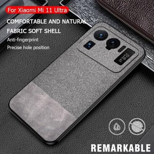 Shock-Proof Case For Xiaomi Mi 11 Ultra PU Cloth Hard Backshell Soft TPU Cover For Xiaomi Mi 11 Pro Lite 5G Drop-resistant Cases