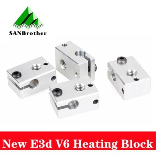 1Pcs Aluminum V6 Heater Block HotEnd For PT100 sensor cartridge Themocouple&Thermistor for 3D Printer Extruder hot end parts kit