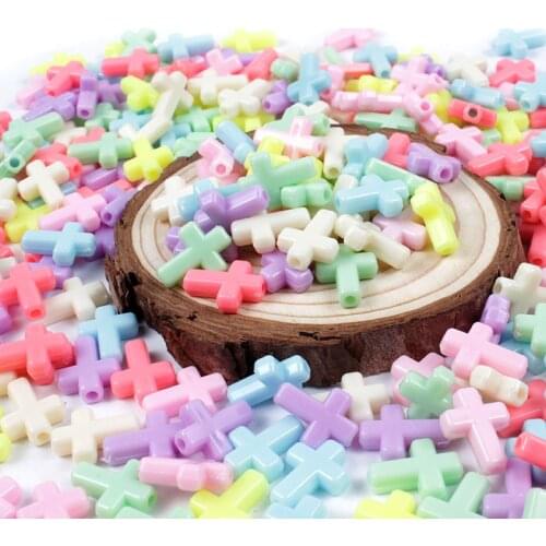 12x16mm 100-300Pcs Acrylic Beads Mixed Color Cross Shape Loose Spacer Beads for Jewelry Making Diy Bracelet Crafts Accessorise