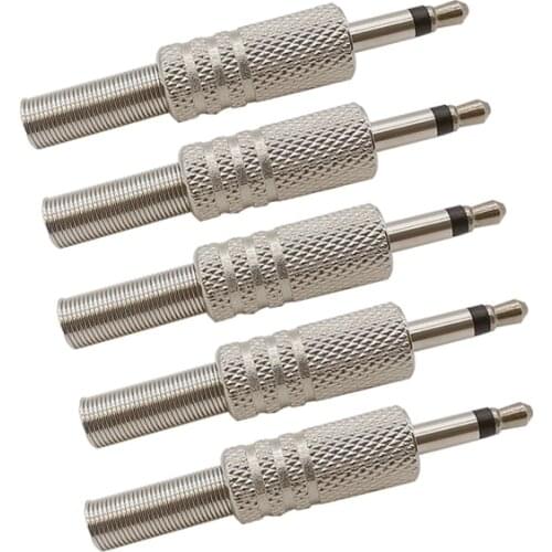 2/5Pcs 3.5mm Audio Plug 2 Pole Mono Jack Connector Solder Headphone Cable Extension Metal Spring Tail Adapter