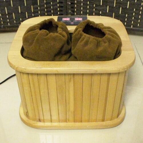 220V /150W Far infrared Foot Sauna spectrum therapy barrel 38*36*26cm full automatic massage heating barrel hemlock wood