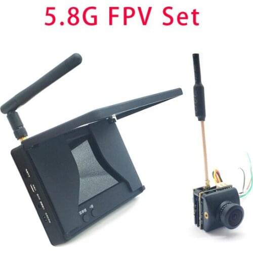 5.8G 48CH 4.3 Inch FPV Monitor 480x272 Build-in Battery Video Screen and Cmos 1200TVL 1/3" COMS 2.1mm Lens PAL FPV Camera for RC