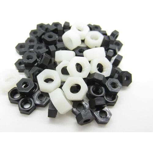 50/20Pcs DIN934 M2 M2.5 M3 M4 M5 M6 M8 M10 M12 Black/white Nylon Hex Nut Hexagon Plastic Nuts