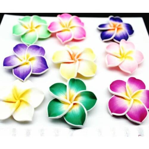 80pcs large mix color Plumeria - 40mm Polymer Clay Flowers - Polymer Clay Flower Beads - Clay Flower Bead Plumeria DIY Beads