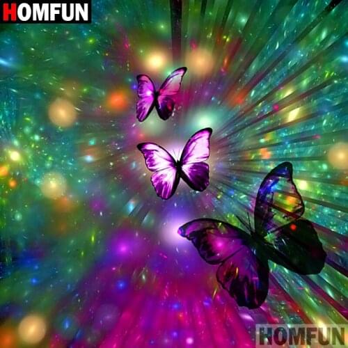 HOMFUN Full Square/Round Drill 5D DIY Diamond Painting "Color butterfly" 3D Embroidery Cross Stitch 5D Home Decor A07475