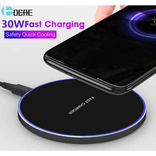Qi Wireless Charger 30W Fast Charging for Samsung S21 S20 S10 Note 20 10 9 iPhone 12 11 Pro XS XR X 8 Induction Quick Charge Pad