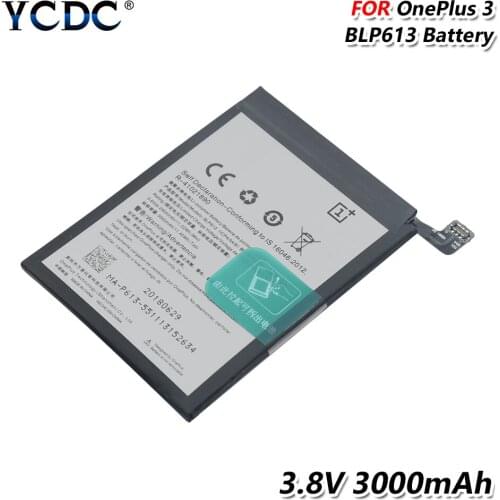 BLP613 3000mAh Lithium Li-ion Cellphone Battery 3.8V 3000mAh Phone Battery + Row Line For OnePlus 3(One Plus Three) Smart Phone