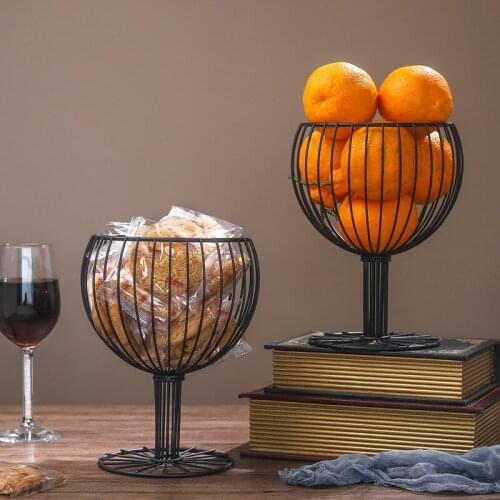 Wine Glass Wrought Iron Snack Storage Basket Snack Tray Dessert Fruit Storage Basket Creative Design