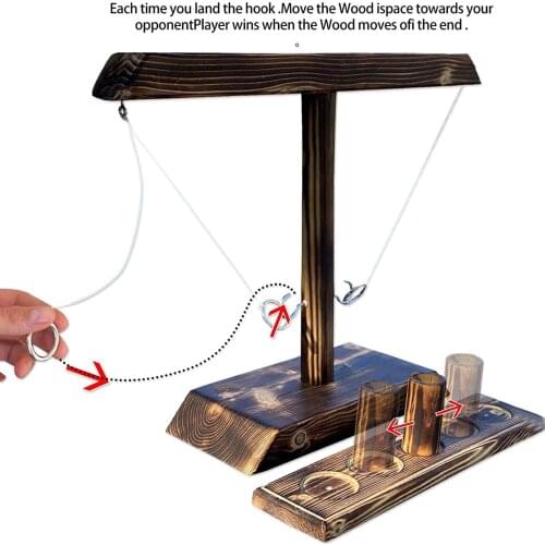 2021 New Bar Party Toy Hook And Loop Drink Game Toy Wooden Tower Stand Swinging Ring Interactive Party Game Toy Set For Adults