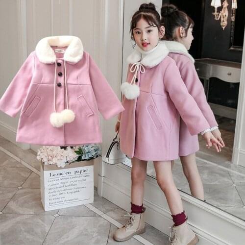 Toddler Fur Coats Kids Wool Coat Thick Girl Snowsuit Winter Jackets for Girls Outwear Baby Jackets Girls Blends Children Clothes