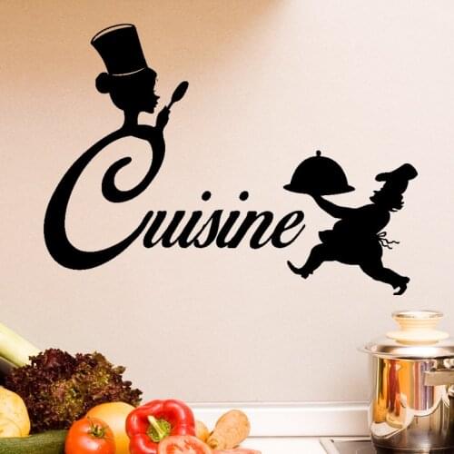 French Kitchen Cooked Cuisine Chef Wall Sticker Resturant Queen Cooker Food Fork Wall Decal Kitchen Vinyl Decor