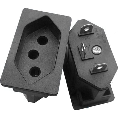 IEC320M Female Socket Terminal Power Plug Inlet Socket Connector Copper AC-17 For Brazil Switzerland