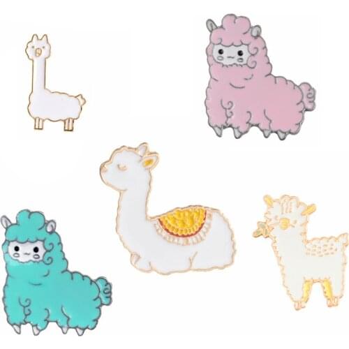 Animal Story ! Lovely Cute Small Soft Fluffy Baby Sheep Camel Slpaca Enamel Brooches Pins Tender Warm Sweater Accessories