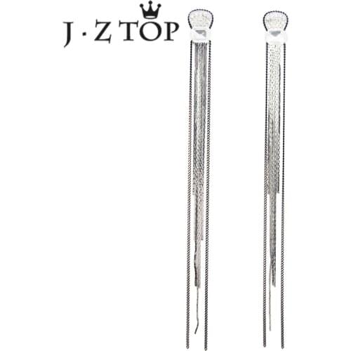 JZTOP Bohemia Crystal Tassel Dangle Earring Woman Exaggeration Silver Color Long Wedding Drop Earrings Female Statement Jewelry
