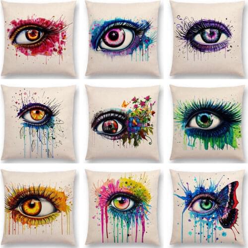 Red Rose Beautiful Eyes Gorgeous Pupil Colorful Flowers Amazing Art Eyelash Cushion Cover Car Decor Sofa Throw Pillow Case Paris