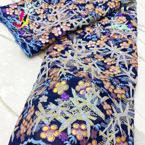 Sequin Organza Lace African Mesh Lace fabric embroidered french fabric with embroidery design Net Africain du Nigeria