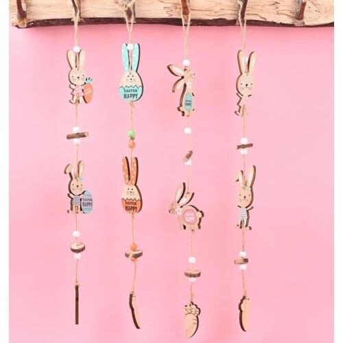 Easter Pendant Bunny Pattern DIY Wooden New Decoration Pendant For Easter