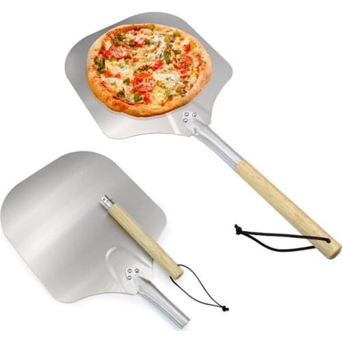 Metal Pizza Shovel Detachable Pizza Paddle with Wood Handle for Baking Homemade Transfer Pizza Bread Pie