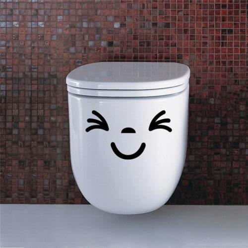 Lovely Smiling Face Toilet Stickers Removable Vinyl Art Wall Decals Bathroom Art Home Decorations Diy Water Closet Posters