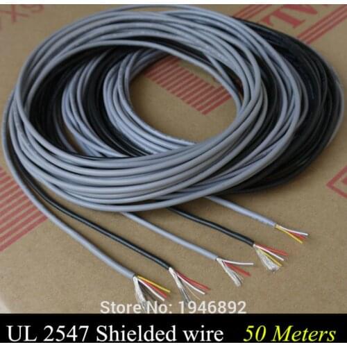 50M UL 2547 28/26/24 AWG Multi-core control cable copper wire shielded audio cable headphone cable signal line