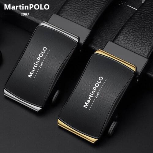 MartinPOLO Fashion Mens Leather Belt Automatic Buckle Genuine Leather Belts Mens Leather Trousers Belt for Men MP2703P
