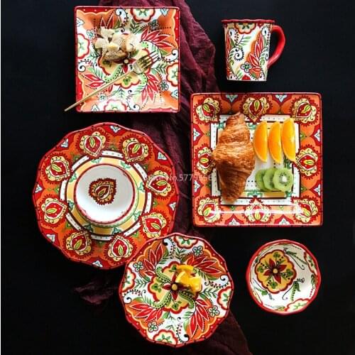Plate Bowl Set Household Ceramic Creative Tableware Dinner Bowl Steak Plate Net Red Breakfast Plate Nice Plate