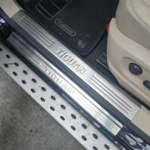 For Volkswagen Tiguan 2010-2016 Auto Door Sill Plate Trim Stainless Steel Threshold Kick Pedal Scuff Sticker Car Styling