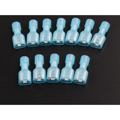 50 PCS Nylon Fully Insulated Blue Crimping Terminal Spade Male & Female Electrical Wire Connectors Crimp Terminals Kits 16-14AWG