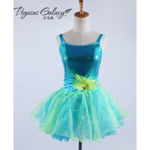 New Childrens Dancing Dress Girls Suspenders Sequins Ballet Tutu Dress Girls Modern Dance Skirts Stage Costumes B-6354