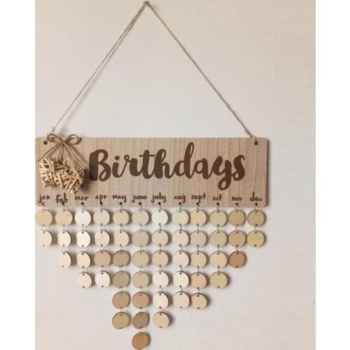 New Family and Friends Wooden Birthday Reminder Calendar Birthday Wall Hanging Plaque Board Sign DIY Home Decoration Gifts