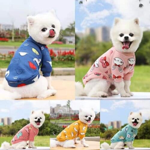Pet Dog Pullover Clothes Can Be Worn In All Seasons Pet Thin Fleece Sweater Jacket Cute Printed Clothing Puppy Outfit Hot Sale