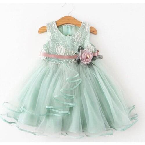 1-5T Kid Baby Girls Flower Clothing Toddler Formal Sleeveless Ruffles Lace Dress Elegant Cute Princess Wedding Floral Tutu Dress