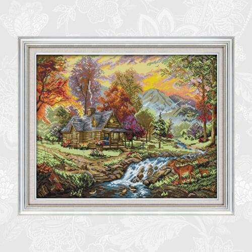 Holiday Villa Painting Pattern Counted Printed on Canvas Cross Stitch kits DMC Cotton Thread Handwork Needlework Embroidery Set