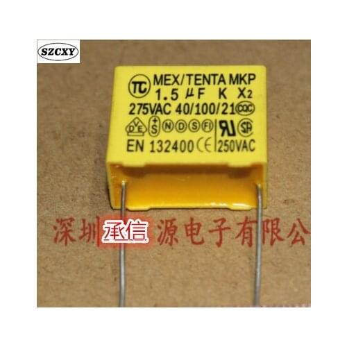 Free shipping 50pcs X2 Polyproplene safety capacitor X2 275V155K MKP 1.5uf Pin pitch P22.5 TC
