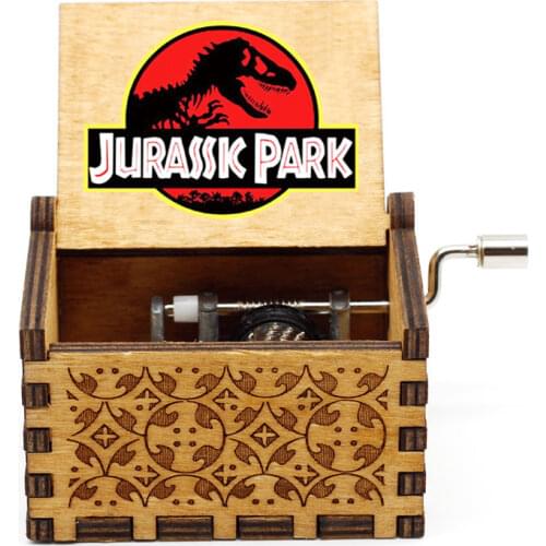 Dropshipping Wholesale Music Jurassic Park Music Box Wooden Hand Crank Музыкальная Шкатулка Christmas Birthday New Years Gift