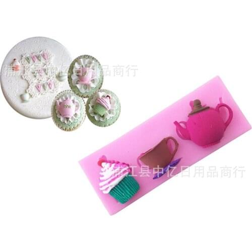 Teapot Ice cream Chocolate Mold 3D Fondant Moulds Candy Cake Silicone Mould Embossed Baking Molds DIY Wedding Decoration Tools