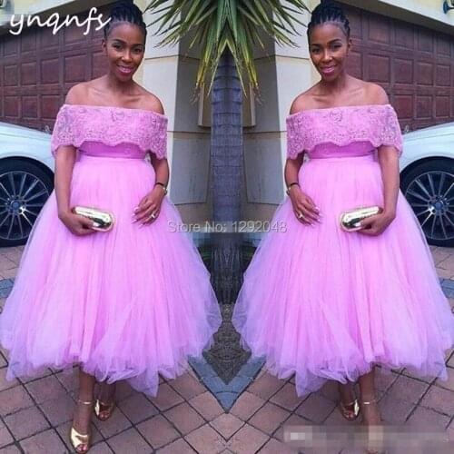 YNQNFS MD407 Vintage 50s 60s Ball Gown Tea Length Puffy Tutu Party Guest Wear Pink Mother of Bride Dresses Robe Cocktail Evening