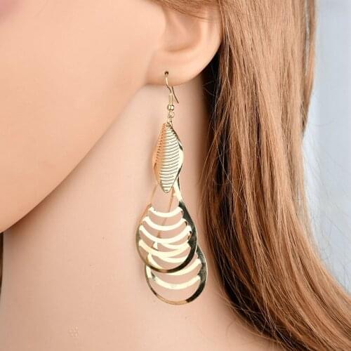 2020 Women Earrings Fashion Jewelry Indian Ethnic Retro Tassel Stud Earrings Long Dangling Hanging Spiral Earrings for Women