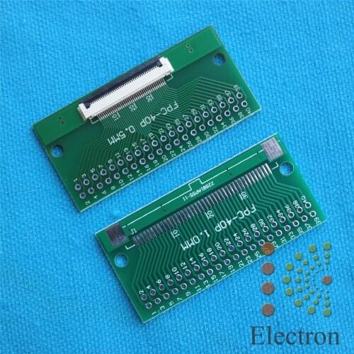 2pcs/lot 40P FFC FPC Adapter 0.5MM/1.0MM Pitch w/ 0.5mm flip cover to 2.54mm 40Pin Flat Cable Socket Connector for TFT LCD new