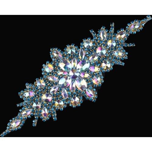 30pcs/lot)Wholesale Handmade Flatback Beaded Rhinestone Appliques Patch Hot Fix Crystal Trim For Girl Wedding Dress Bridal Hair