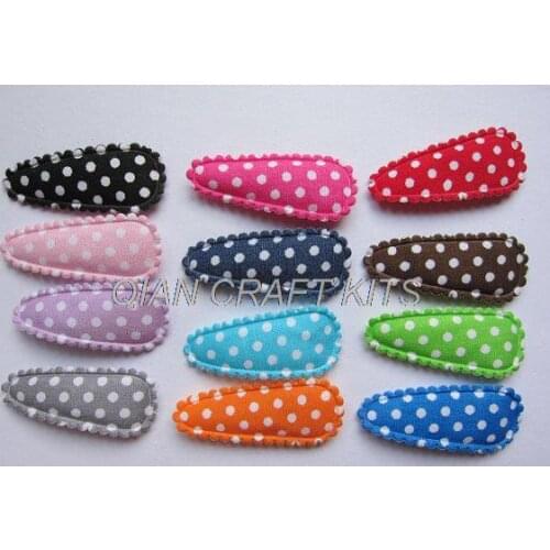 50pcs of Padded Polka Dots 55mm Hair Clip Covers clip mixed rainbow colors toddler snap clips