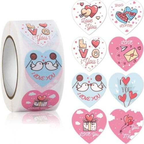 500pcs Heart-Shaped Love Decorative Sticker Heart Labels for Valentines Day, Anniversaries, Scrapbook, Party Favor Supplies
