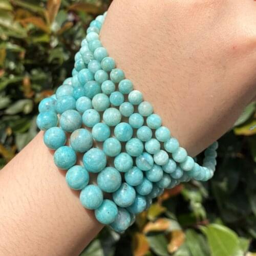 6/8/10mm Natural Amazonite Stone Beads Gemstones Round Beads for Jewelry Making Diy Bracelet Necklace Accessories 15"