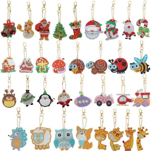 Diamond Painting Keychain Full Drill Special Shaped Diamond Embroidery Cross Stitch Key Ring Pendant Craft Women Bag Decoration