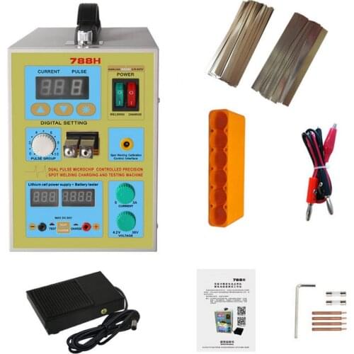 788H Battery Spot Welder 220V/110V Pulse Welding Machine for 18650 Lithium-ion Battery Pack with Hex Wrench 6-cell Battery Clamp