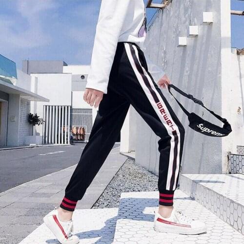 Fashion Side Striped Harem Pants Autumn Winter New Sports Pants Loose Casual Female Trousers Thin Sweatpants With Pockets