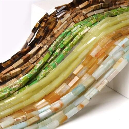 15.5" Natural 4*4*13 mm Amazonite Tiger Eye Stone Brick Beads Bulk Lot Polished Drilled Lumpy Strand Bead For DIY Jewelry Earing