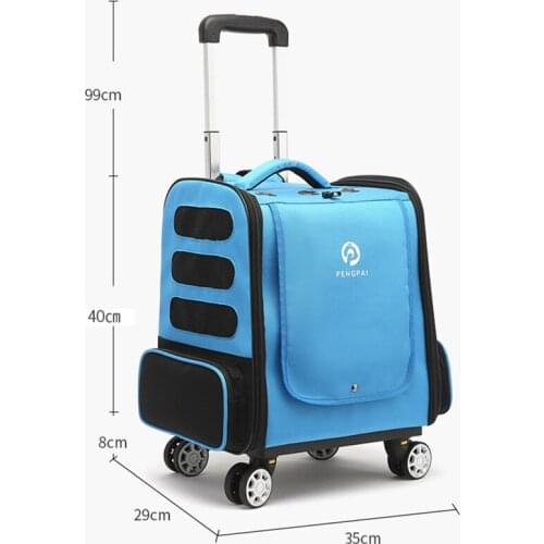 Pet Trolley Case Portable Detachable Universal Wheel Pet Carrier Foldable Large Capacity Puppy Cat Travel Breathable Backpack