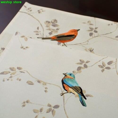Fashion Embroidery Birds flowers and plants Double-deck cotton table runner American pastoral rainbow stripes Style Eat mat